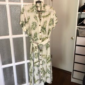 H&M Palm Leaf Tie Waist Midi Dress: CLOSET CLOSING